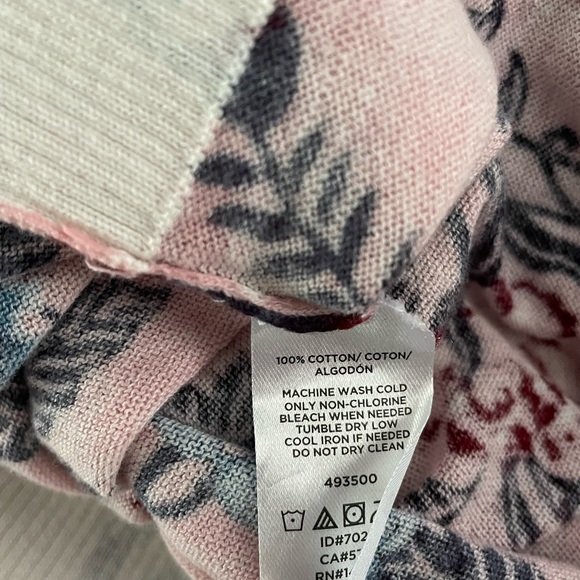 Loft Women's Light Pink Floral & Paisley Cotton Sweater Size Small Petite - Picture 6 of 6